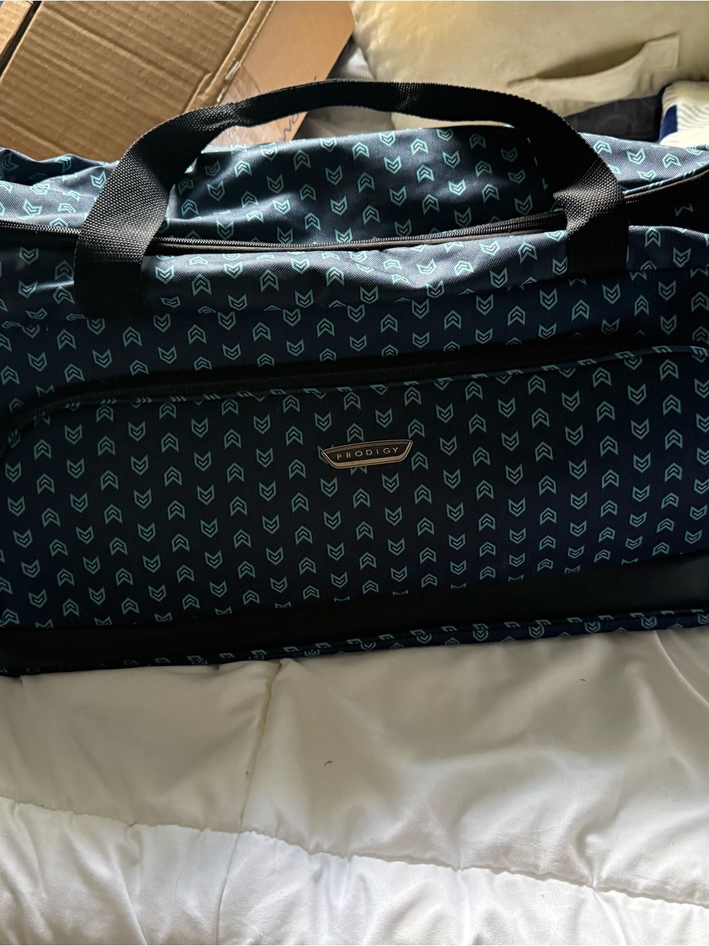 Navy Patterned Travel Duffel Bag
